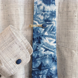 本藍染めのオシャレ「藍ファッション」　越後上布板締め染めネクタイ（麻１００％） 10枚目の画像