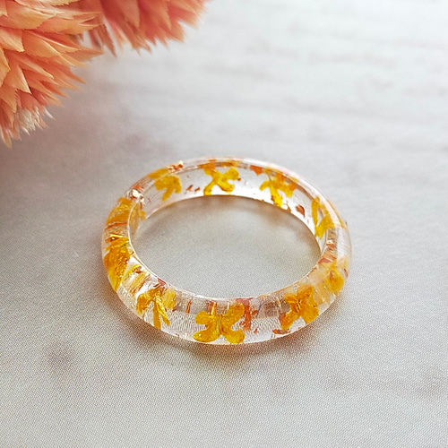 金木犀香るリング 12号〜 ドライフラワー オレンジ ゴールド かわいい
