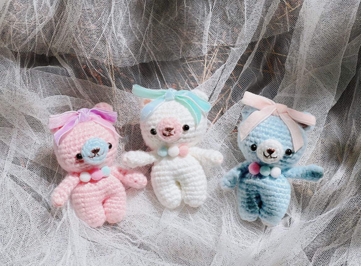 ハンドメイド❋ドールチャーム ＆くまチャーム❋バッグチャーム お人形