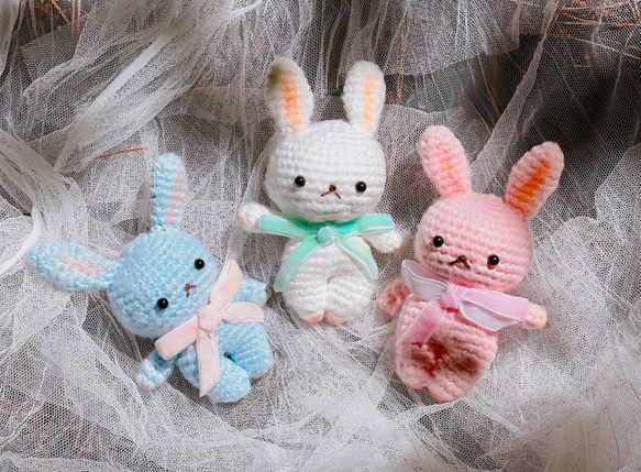 あみぐるみ 垂れ耳うさぎちゃんのキーホルダー ハンドメイド