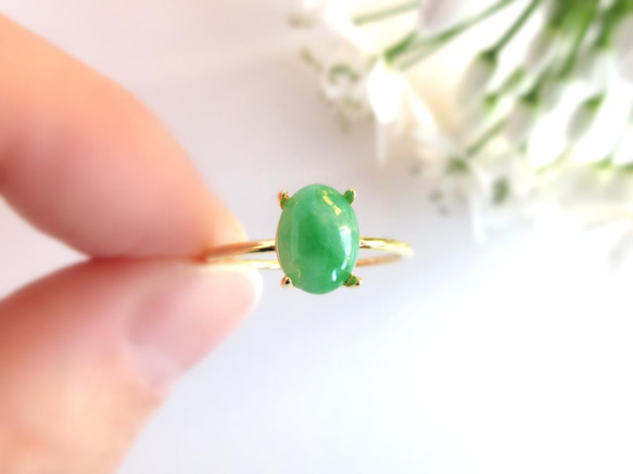 K１８翡翠オーバルカットリング k18 翡翠オーバルカットリング 11号