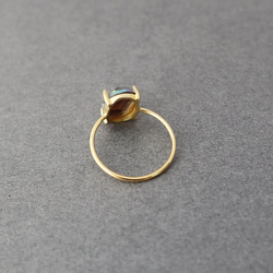 アバロンシェル × クリスタル  オーバルカボション 10×8mm / Silver925製 ゴールド 指輪 3枚目の画像
