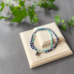 水浅葱色の天然石グランディディエライト✶ひと粒ブレスレット 14kgf