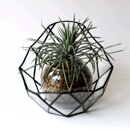ステンドグラスの卓上観葉植物用プランター〈PLANTER 003
