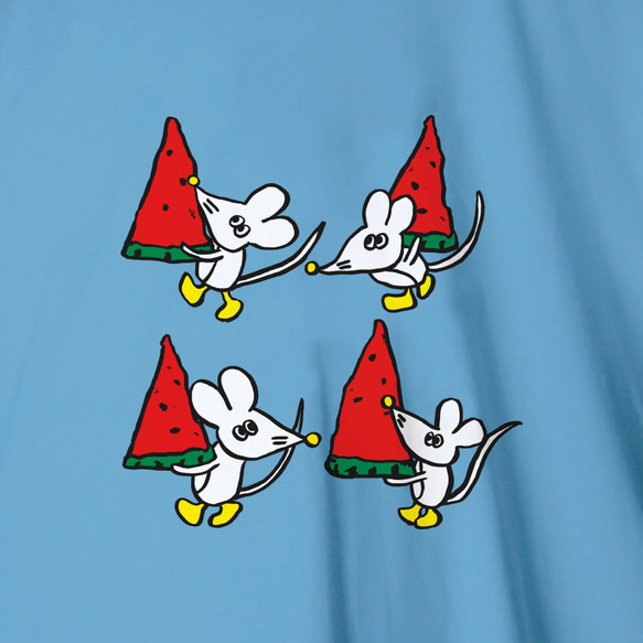 「スイカ」4匹ネズミTシャツ 1枚目の画像