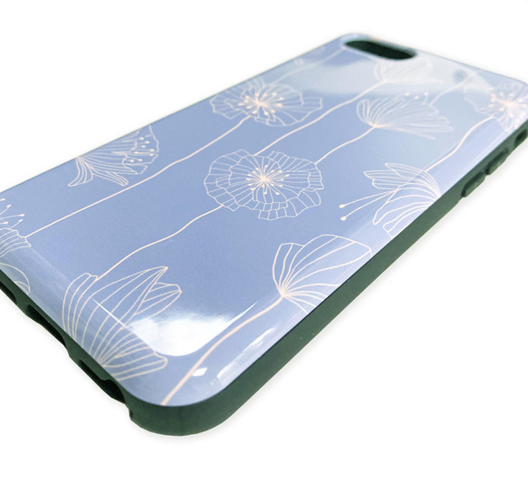 【再販】ICカード収納 北欧風 ボタニカル 凛とした花 ペールカラー iPhone スライドケース 2枚目の画像