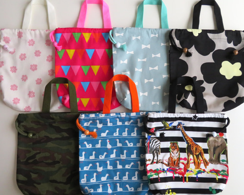 送料無料899円！便利な持ち手付き巾着☆丸ビーズ付き《全7種》 体操服