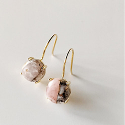 【選べる石】 Copper Pink Opal *神の石* ピンクオパールピアスorイヤリング10月誕生石 2枚目の画像