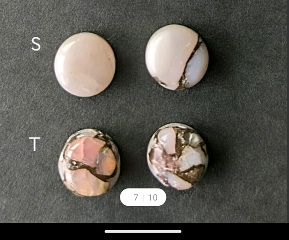 【選べる石】 Copper Pink Opal *神の石* ピンクオパールピアスorイヤリング10月誕生石 16枚目の画像