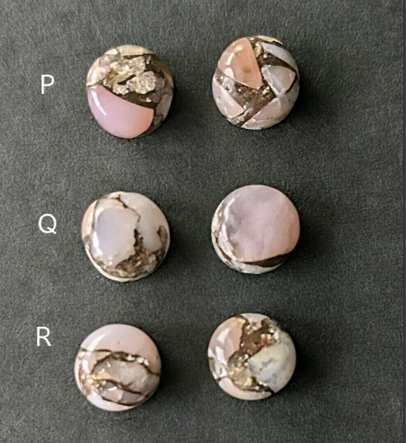 【選べる石】 Copper Pink Opal *神の石* ピンクオパールピアスorイヤリング10月誕生石 15枚目の画像