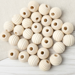 鉢 10個 ナチュラル ウッドビーズ ボーダー型 丸 穴約3~4mmmm 木製 約 12mm 13mm 17mm 3枚目の画像