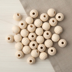 鉢 10個 ナチュラル ウッドビーズ ボーダー型 丸 穴約3~4mmmm 木製 約 12mm 13mm 17mm 1枚目の画像