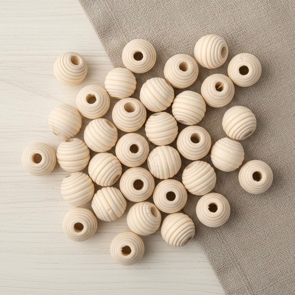 鉢 10個 ナチュラル ウッドビーズ ボーダー型 丸 穴約3~4mmmm 木製 約 12mm 13mm 17mm 1枚目の画像
