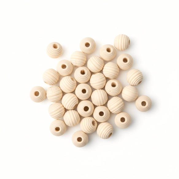 鉢 10個 ナチュラル ウッドビーズ ボーダー型 丸 穴約3~4mmmm 木製 約 12mm 13mm 17mm 4枚目の画像