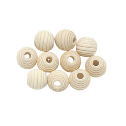 鉢 10個 ナチュラル ウッドビーズ ボーダー型 丸 穴約3~4mmmm 木製 約 12mm 13mm 17mm 5枚目の画像