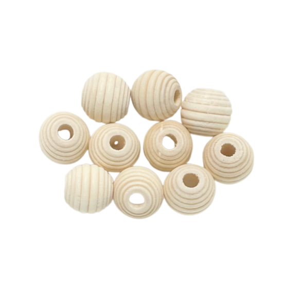 鉢 10個 ナチュラル ウッドビーズ ボーダー型 丸 穴約3~4mmmm 木製 約 12mm 13mm 17mm 5枚目の画像