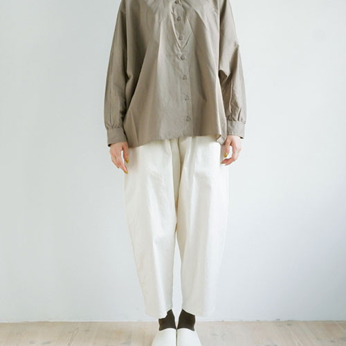 H BEAUTY&YOUTH コットン ドリル バルーンパンツ ホワイト S TOKYO BASIC ゆったりバルーンパンツ ワイドパンツ レディース