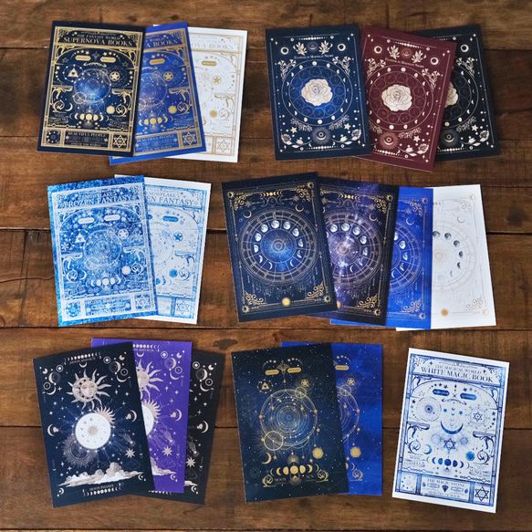 花式天體舊書，月相，12星座冰雪世界明信片套裝 第18張的照片