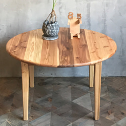 カフェテーブル(アイアン脚)【800×800】（ダーク）アンティーク風