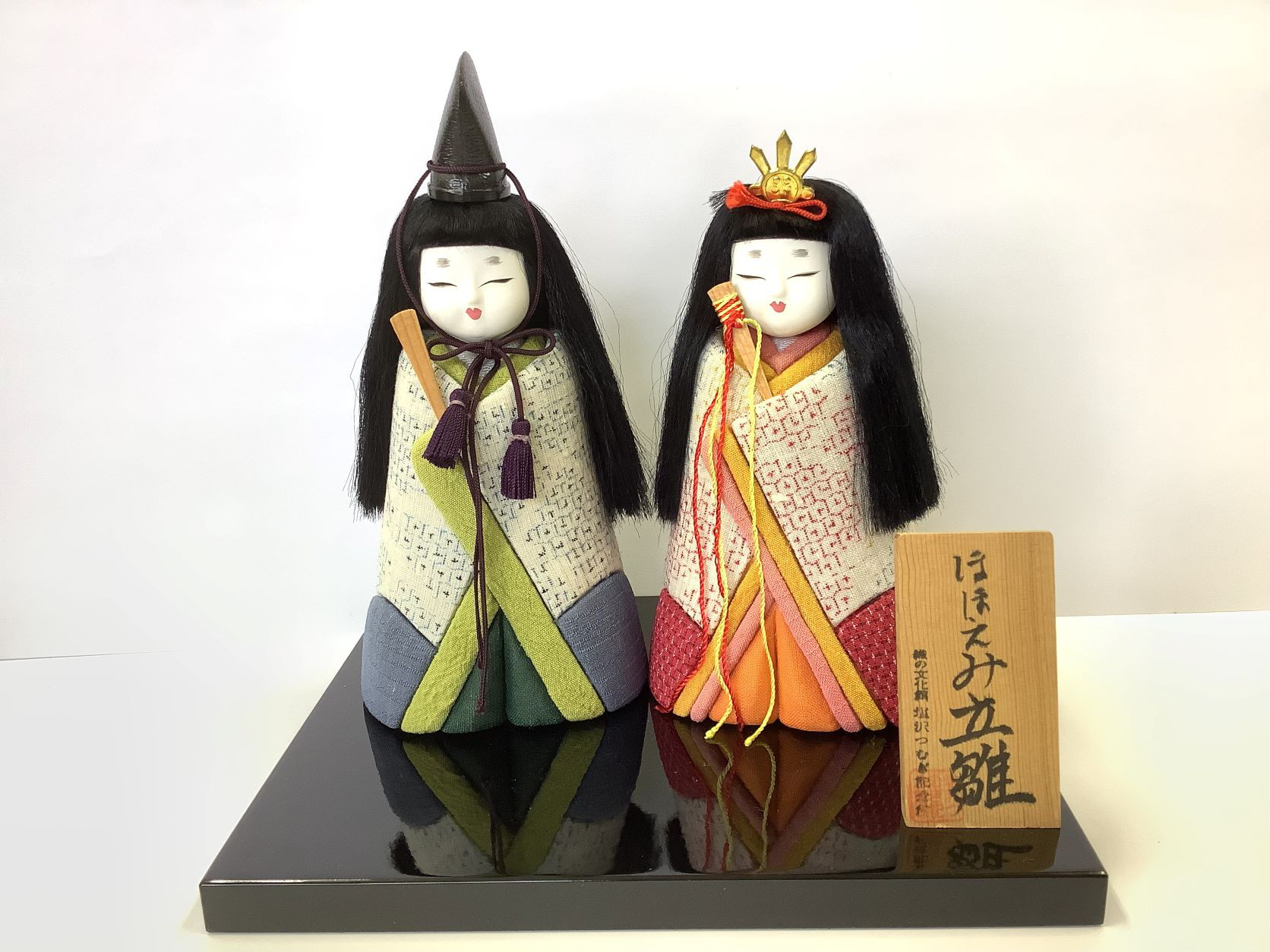 塩沢織木目込人形　雛人形「ほほえみ立雛」B　単品（台・木札付き）別売：雪洞・屏風・ケース