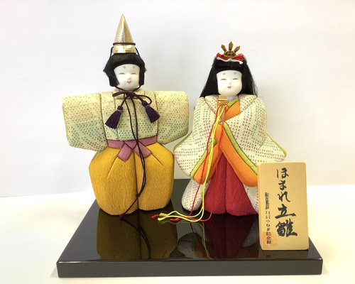 お雛様　立ち雛　木目込み人形　久月　ガラスケース付き　雪洞付き 塩沢織木目込人形 雛人形「ほまれ立雛」C 単品（台・木札付き