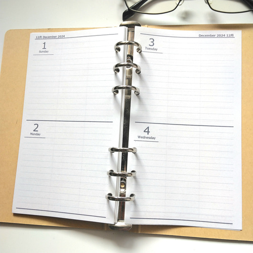 バイブル 見開き4日間日記帳（ノートタイプ）2025-2026 システム手帳