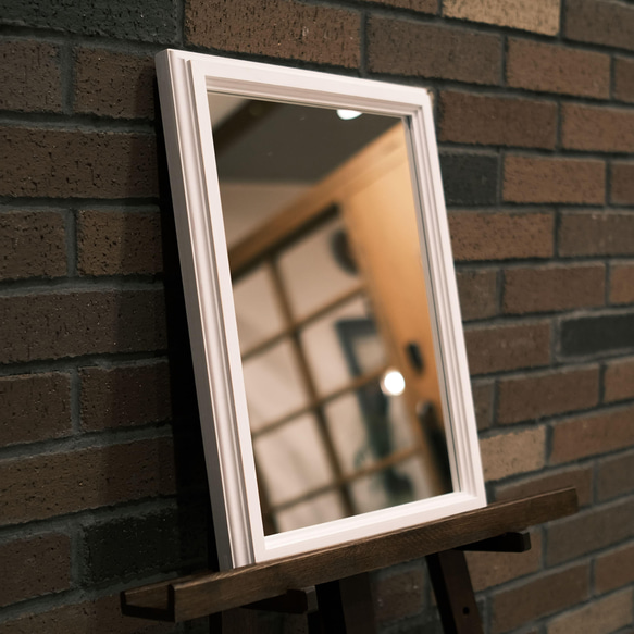 【A3ウォールミラー 壁掛け鏡】オーダー　鏡　フレーム　額縁　木製　無垢　アンティーク　オールドアメリカン　インテリア 7枚目の画像