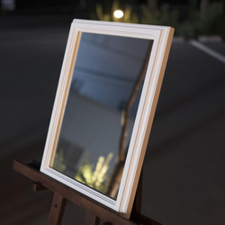 【A3ウォールミラー 壁掛け鏡】オーダー　鏡　フレーム　額縁　木製　無垢　アンティーク　オールドアメリカン　インテリア 8枚目の画像