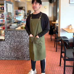 エプロン 本革ストラップ 背中クロス 男女兼用｜カフェ・美容師・バリスタに人気 10枚目の画像