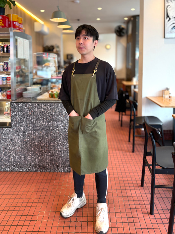 エプロン 本革ストラップ 背中クロス 男女兼用｜カフェ・美容師・バリスタに人気 10枚目の画像