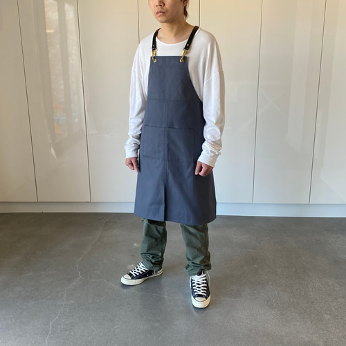 エプロン 本革ストラップ 背中クロス 男女兼用｜カフェ・美容師