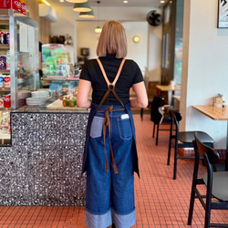 エプロン 本革ストラップ 背中クロス 男女兼用｜カフェ・美容師・バリスタに人気 3枚目の画像