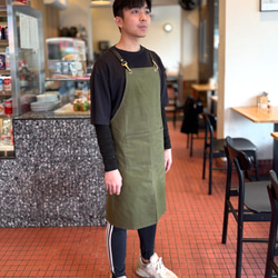 エプロン 本革ストラップ 背中クロス 男女兼用｜カフェ・美容師・バリスタに人気 11枚目の画像