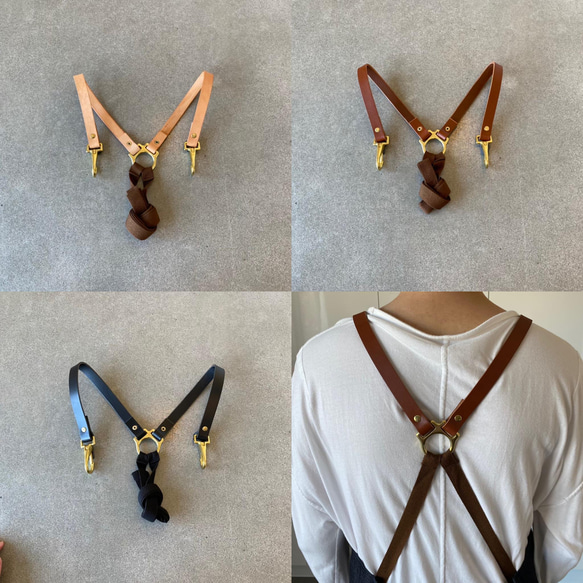 エプロン 本革ストラップ 背中クロス 男女兼用｜カフェ・美容師・バリスタに人気 16枚目の画像
