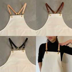 エプロン 本革ストラップ 背中クロス 男女兼用｜カフェ・美容師・バリスタに人気 8枚目の画像