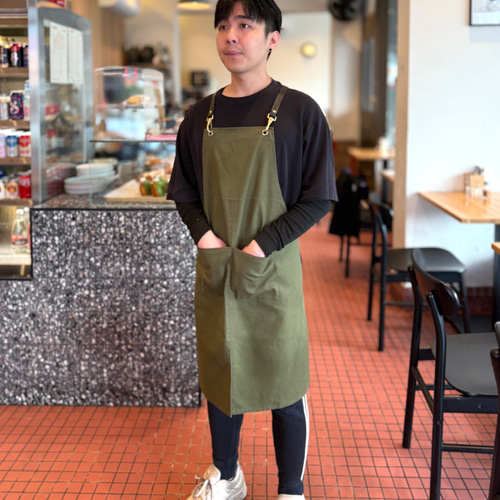 エプロン 本革ストラップ 首掛け 男女兼用｜カフェ・美容師・バリスタ