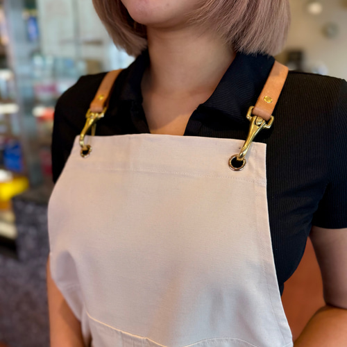 エプロン 本革ストラップ 首掛け 男女兼用｜カフェ・美容師・バリスタ