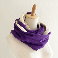 ♡蓬鬆的國產平板雙層紗布圍脖♡紫色x香草牛奶 第4張的照片