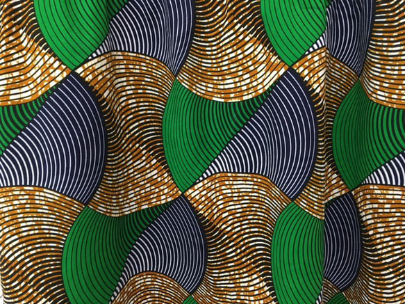 ❤期間限定お値下げ❤チュニックワンピース幾何学模様グリーン×ネイビー03602かめ庵アフリカン 8枚目の画像
