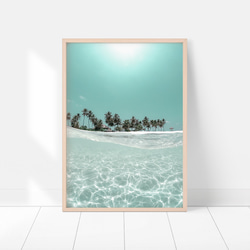【お得な3枚セット】夏の海の風景写真ポスター　青い海やビーチパラソル　インテリアポスターA4サイズ〜 5枚目の画像