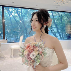 柔らかアンティークカラー　クラッチブーケ　ブトニア付　前撮り　撮影　パーティ　178 8枚目の画像