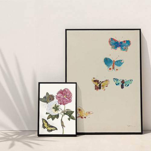 蝶と花の絵画、風景壁の装飾、インテリアの絵画 - ショップ