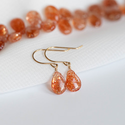 専用おまとめ✳︎オレゴンサンストーンのピアス他　14kgf　天然石ピアス K14GFドロップカット オレゴンサンストーンピアス | 天然石