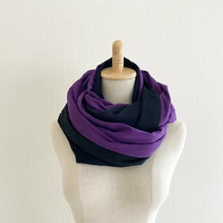 日本製造♡由優質雙層紗布製成的柔軟夢幻圍脖♡雙色黑色x紫色 第6張的照片