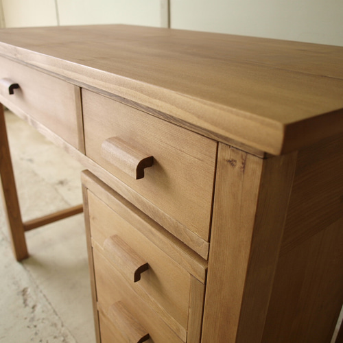 勉強机 学習机 PC台 ワークデスク チェスト付 無垢 モミの木 横100cm