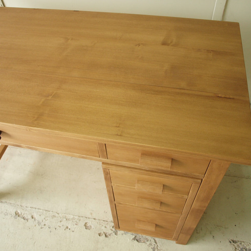 勉強机 学習机 PC台 ワークデスク チェスト付 無垢 モミの木 横100cm