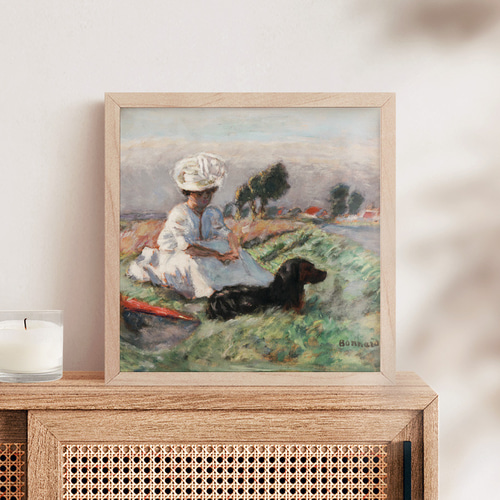 額縁付き] 犬を連れた女性 ピエール・ボナール アートポスター