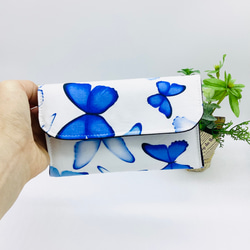 【再販】ミニ財布☆青い蝶&デニム（ブルー） 8枚目の画像