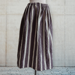 おうちでゆったり～♫コットン*縦ストライプ♡パッチワークのギャザースカート【限定１点】 1枚目の画像