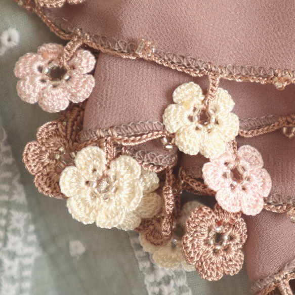 [Resale] OYA crochet Chiffon shawl [MARY] Cocoa Brown 第4張的照片